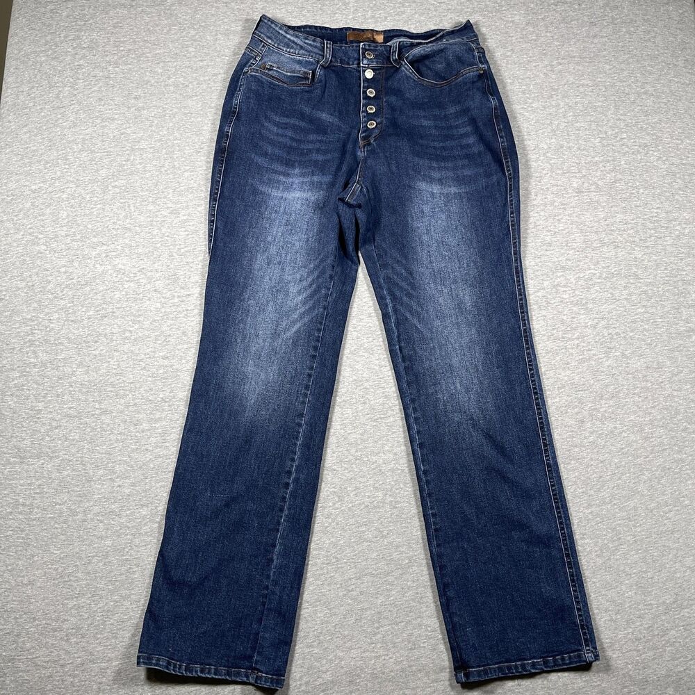 Judy Blue Jeans Womens 31 Blue Straight Leg High Rise Wash Denim Stretch